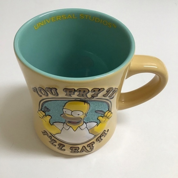 Homer Simpson 3D Coffee Mug You Fry It I’ll Eat It Universal Studios 2008 Retro - Picture 7 of 14